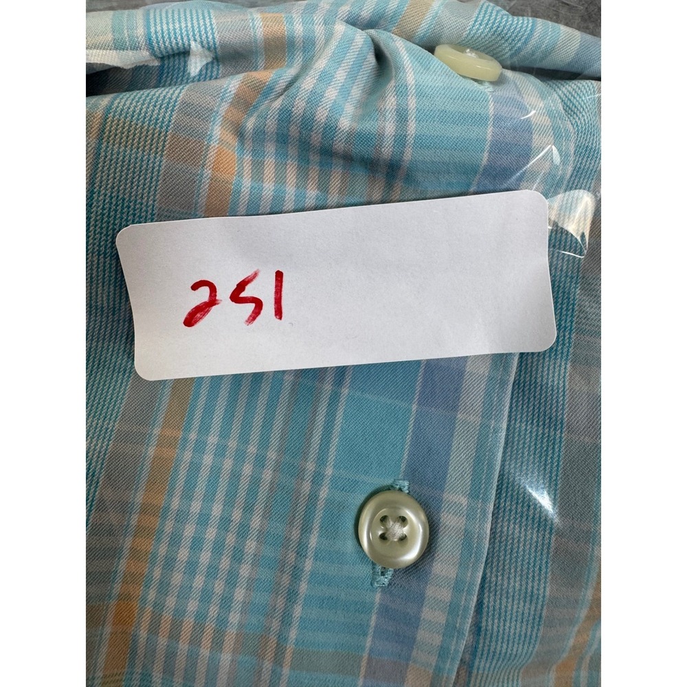 Peter Millar Summer Comfort Mens Small Blue Orange Plaid Performance Shirt LS - Picture 6 of 6